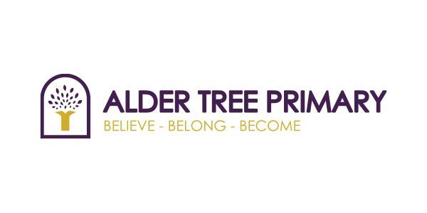 The logo for alder tree primary believe belong become.