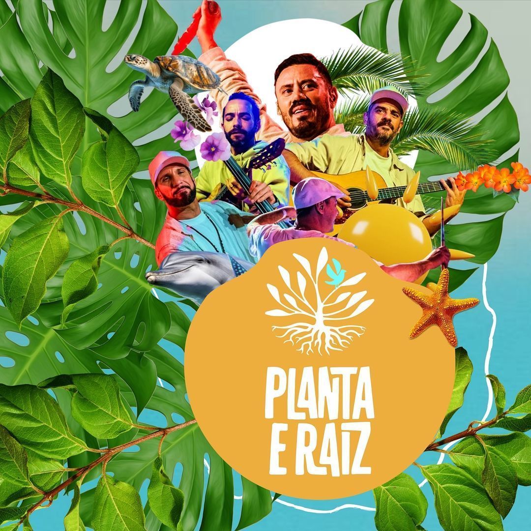 Um cartaz de planta e raiz mostra um grupo de homens tocando instrumentos