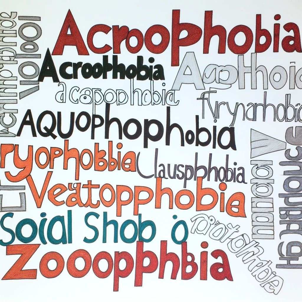Picture of Word Art depicting various forms of phobias
