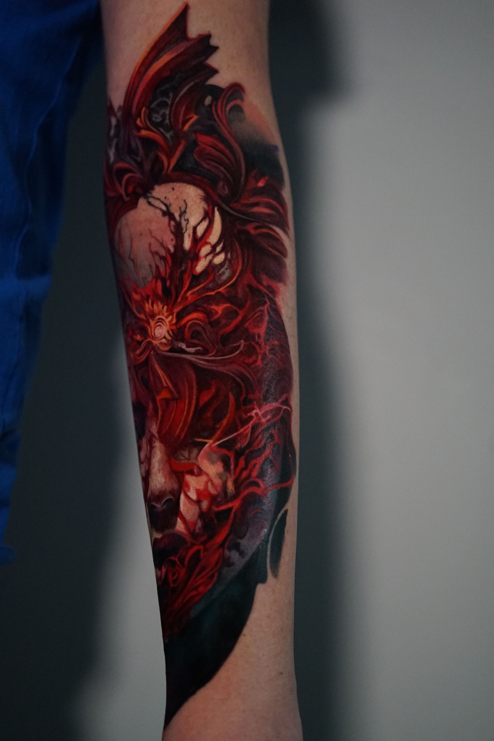 A close up of a tattoo on a person 's arm.