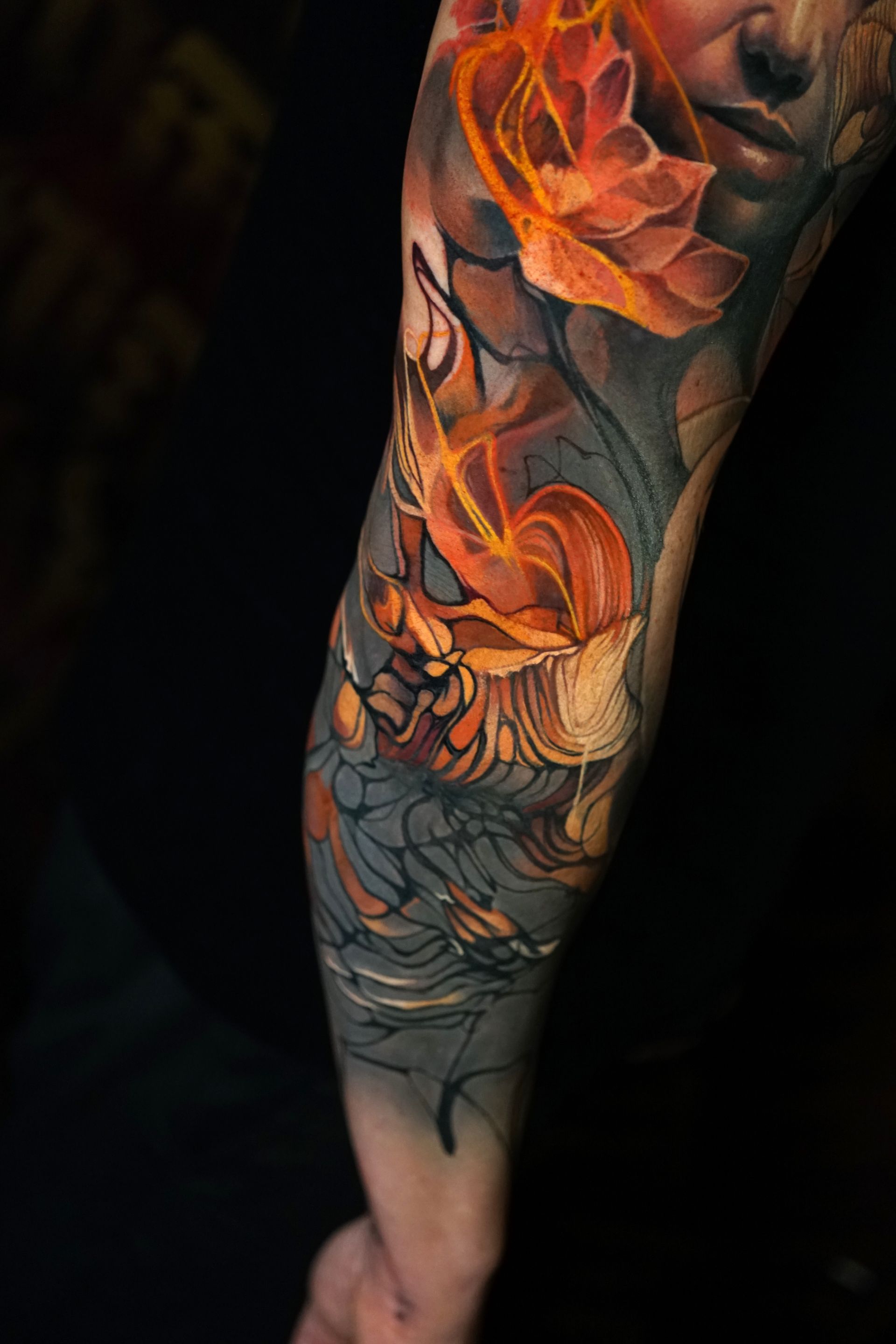 A close up of a tattoo on a person 's arm.