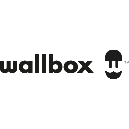 The wallbox logo is black and white and has a smiley face on it.