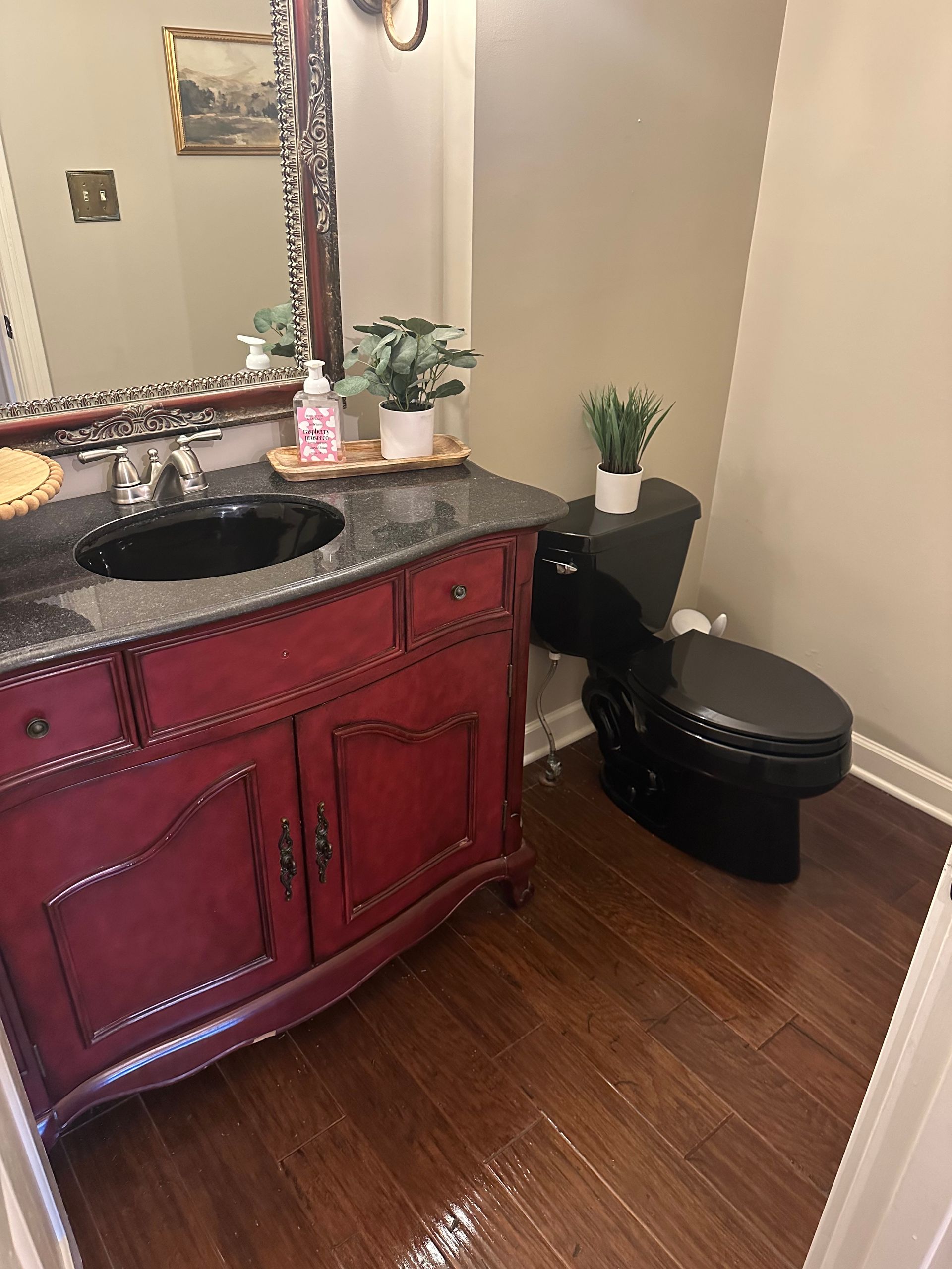 clean vanity with mirror
