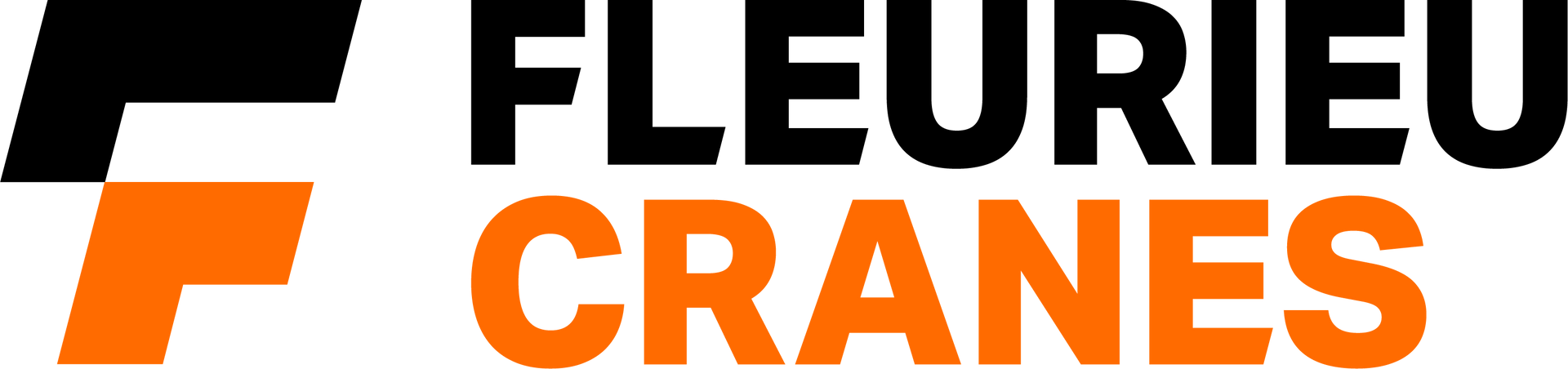 The logo for fleurieu cranes is orange and black