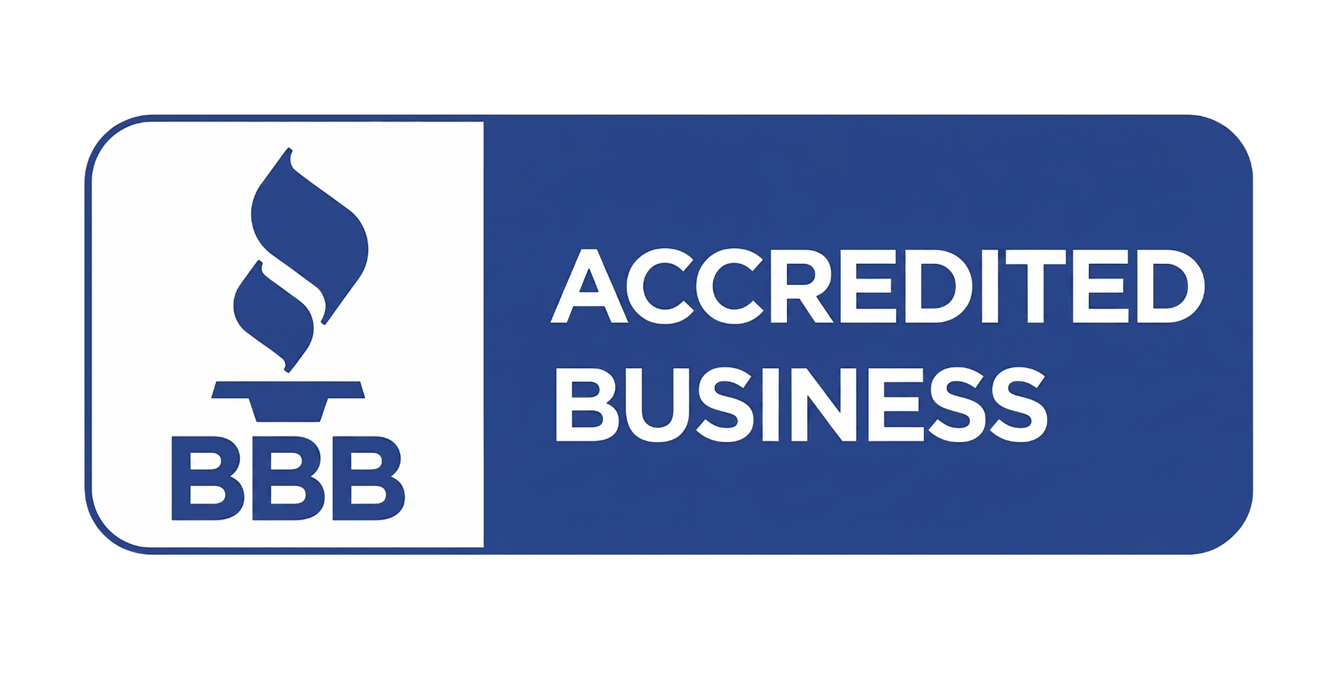 BBB logo with a blue and white flame and an A+ rating.