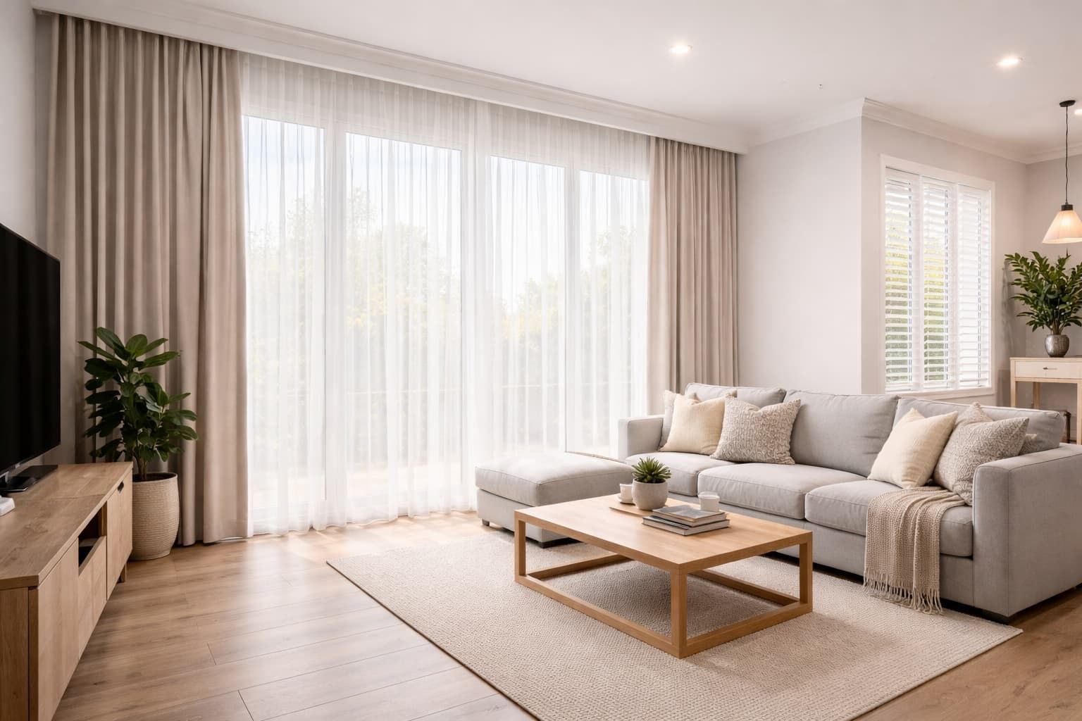 Custom curtains installed in modern Ballarat living room