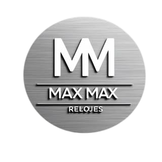 Se muestra un logotipo de mm max max relojes sobre un fondo blanco.