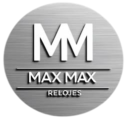Se muestra un logotipo de mm max max relojes sobre un fondo blanco.