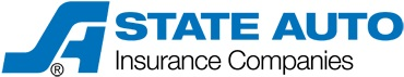 The state auto insurance companies logo is blue and white