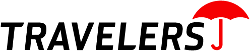 A logo for travelers with a red umbrella in the middle