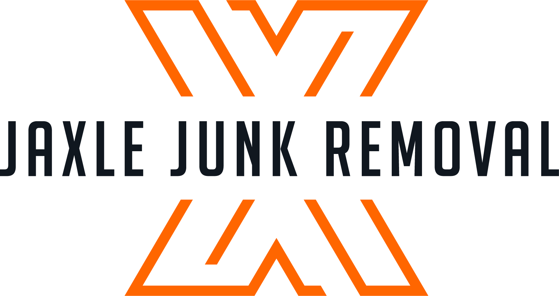 The logo for jaxle junk removal shows a truck with a dumpster attached to it.
