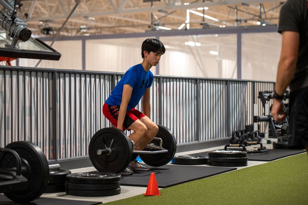 A volleyball player wearing a purple jersey with the number 6 on it