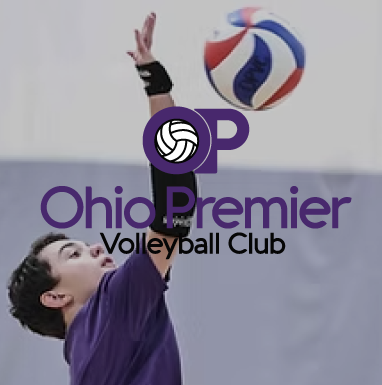 An ohio premier volleyball club logo with a volleyball player