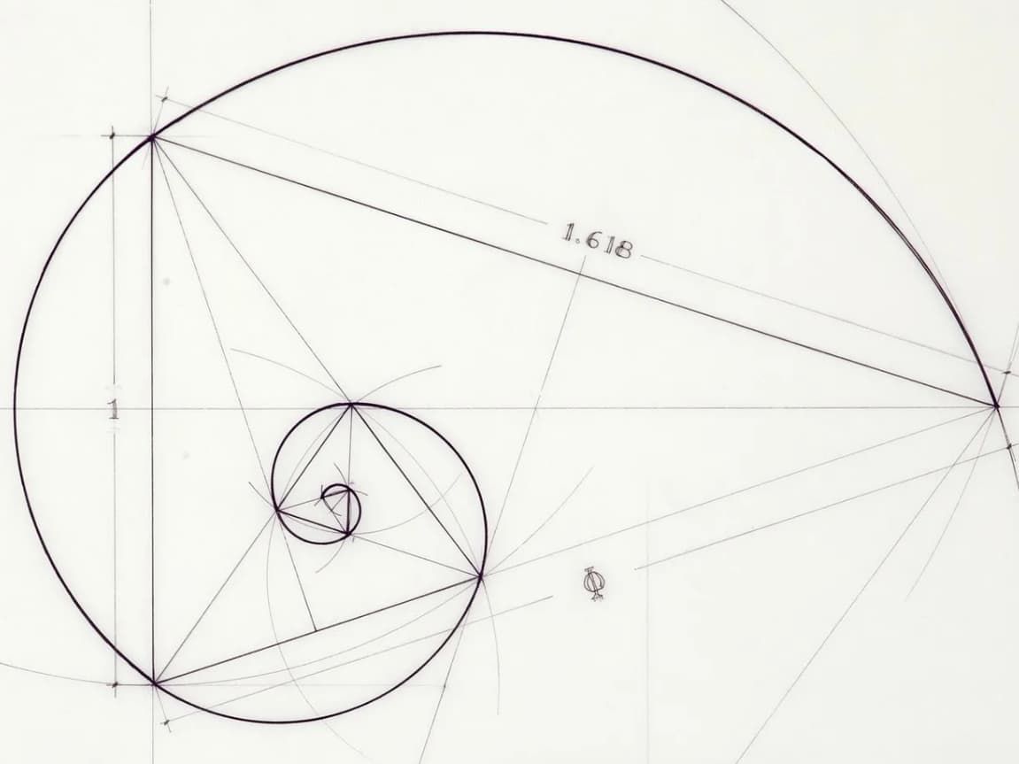Construction géométrique de la spirale du nombre d’or.