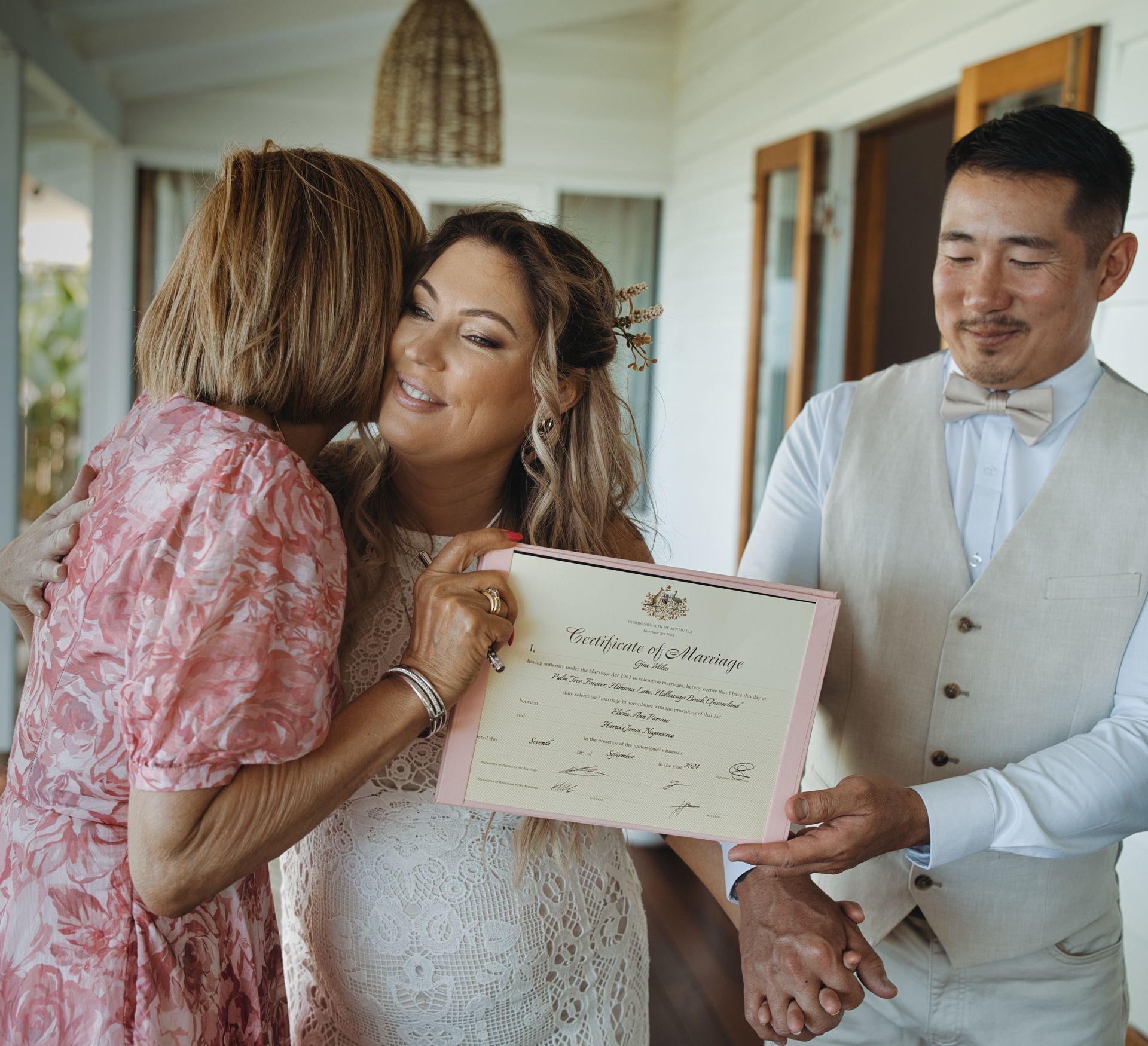 A Bride and Groom Are Posing for a Picture on Their Wedding Day — GinaS Cairns Tropical Weddings in Parramatta Park, QLD