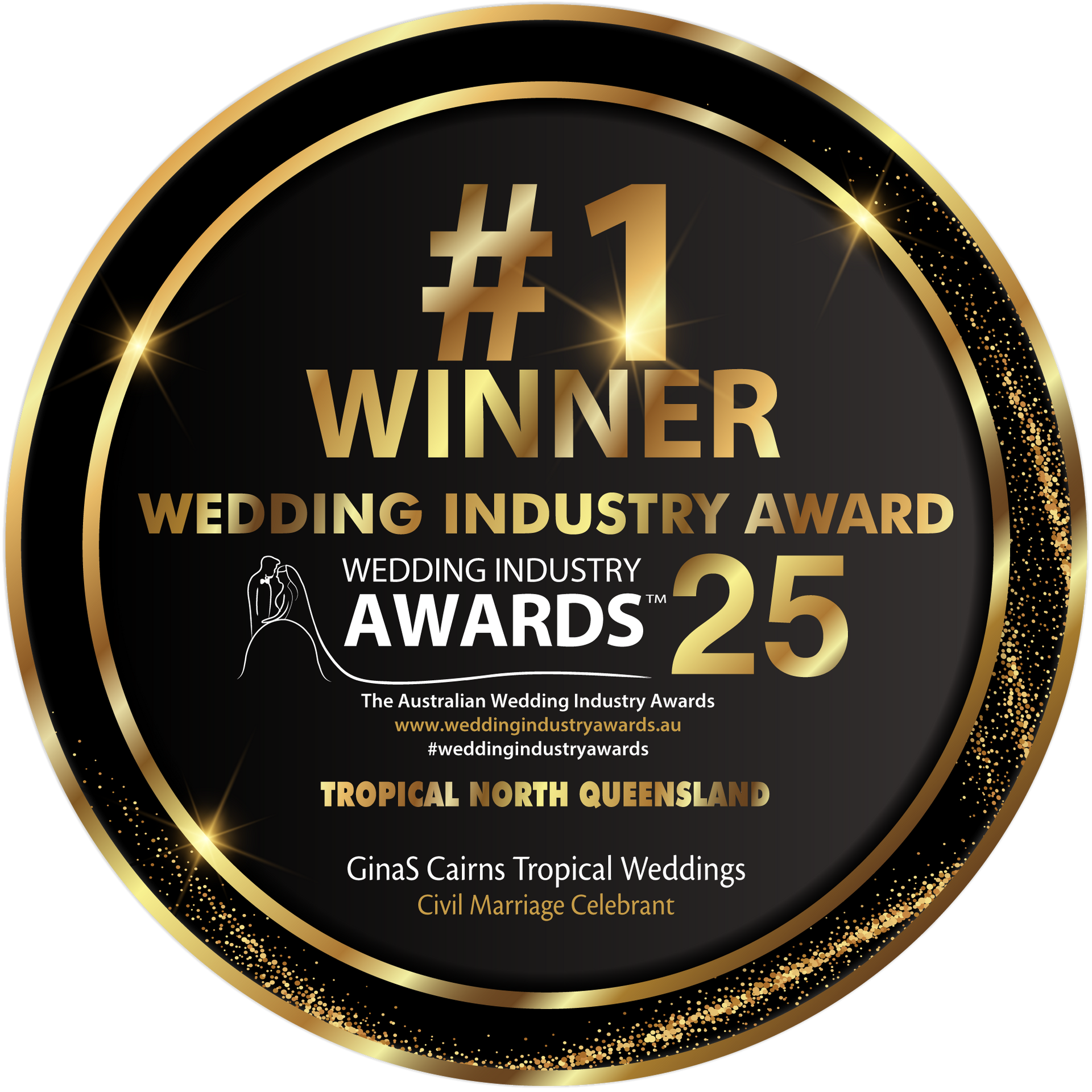 A Finalist Badge for the Wedding Industry Award — GinaS Cairns Tropical Weddings in Parramatta Park, QLD