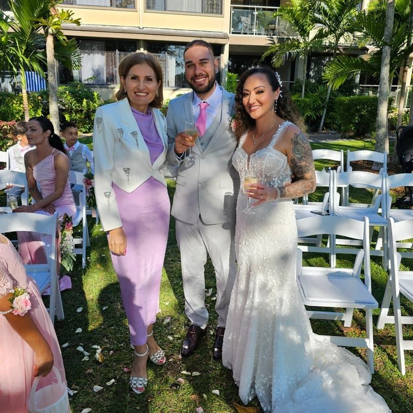 A Bride and Groom Are Posing for a Picture on the Beach — GinaS Cairns Tropical Weddings in Parramatta Park, QLD
