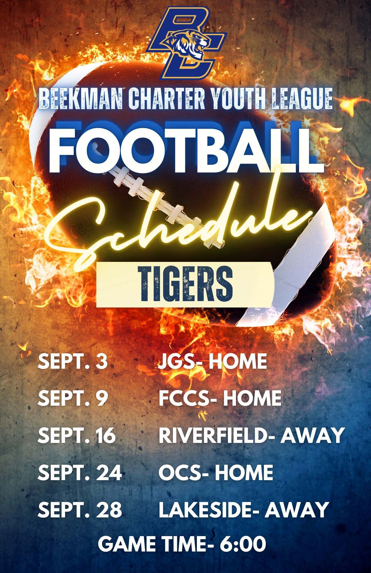 Bcs jr high football schedule for the 2024 season