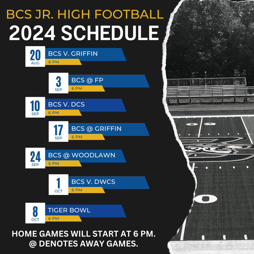 Bcs jr high football schedule for the 2024 season