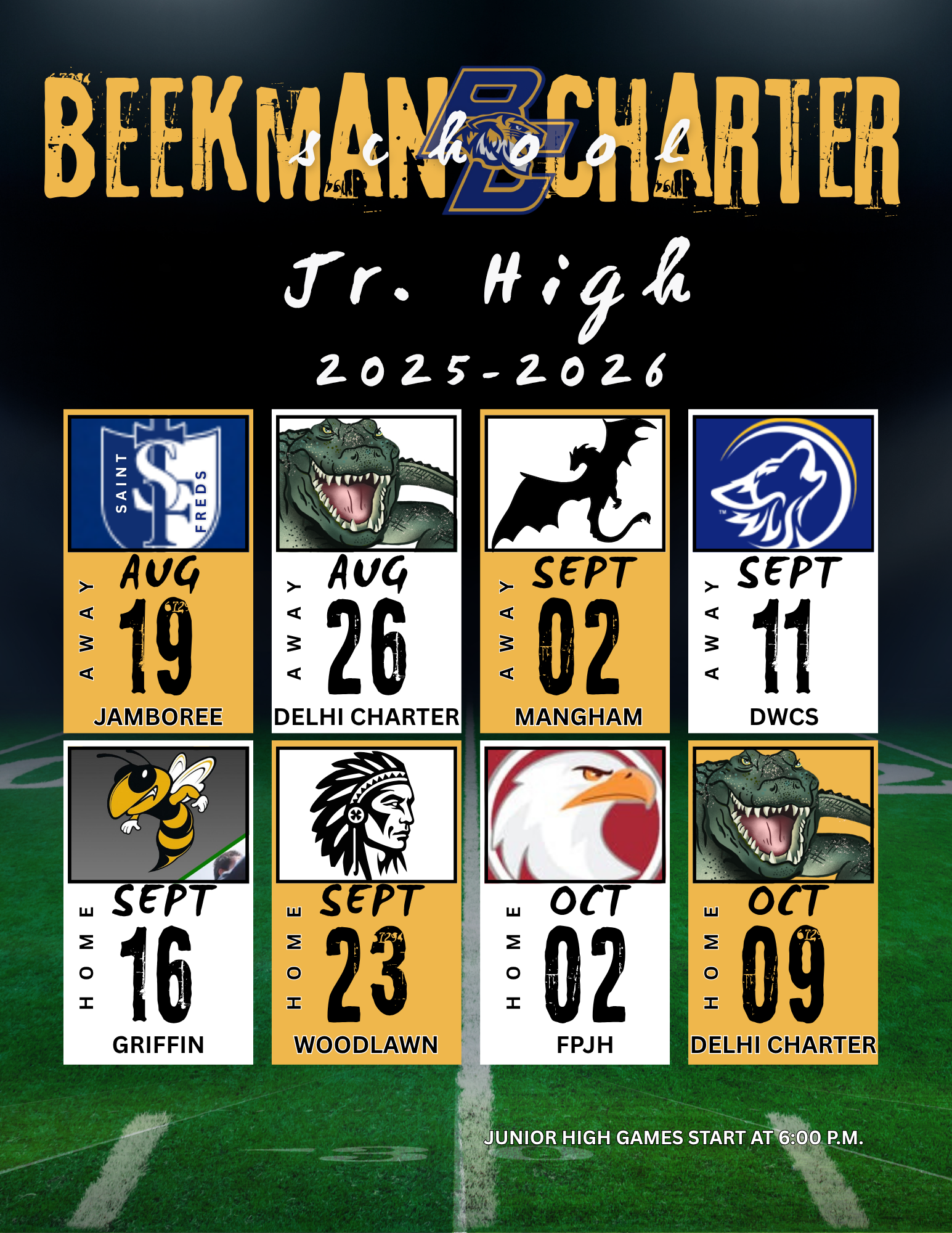 Bcs jr high football schedule for the 2024 season