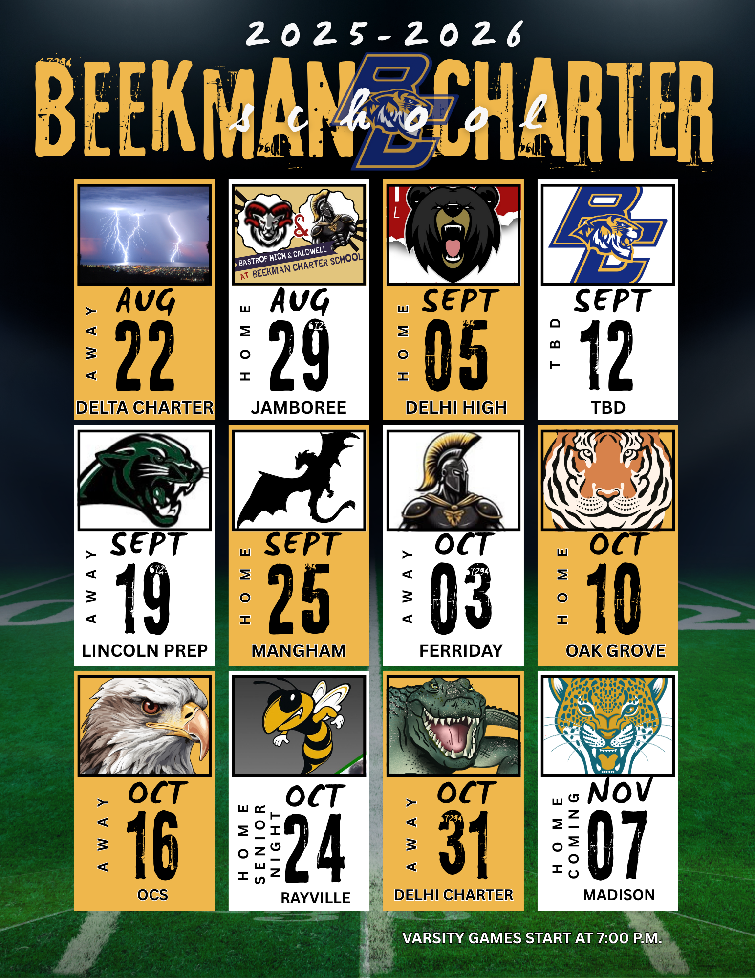 A football schedule for the year 2024-2025