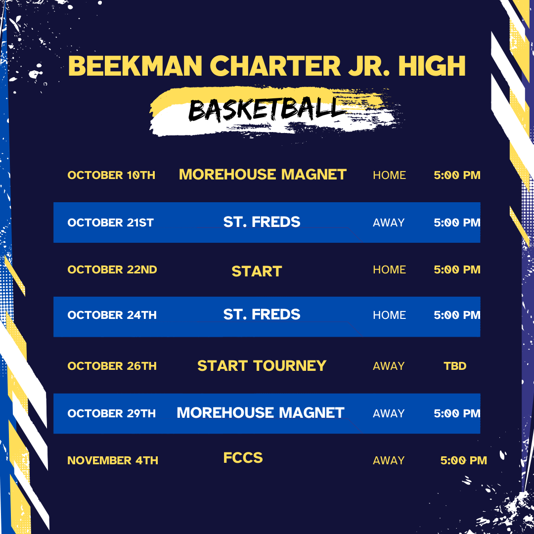 A basketball schedule for beekman charter jr high