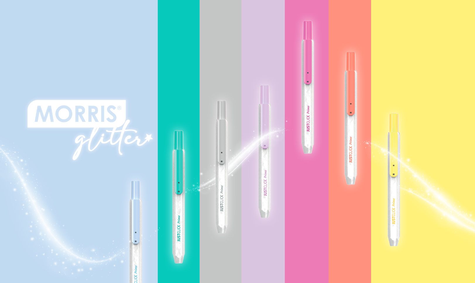 Sublinhadores com Glitter Justclick da morris