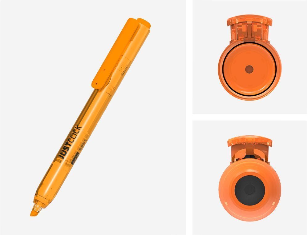 Detalhes dos sublinhador fluorescentes justclick da Morris
