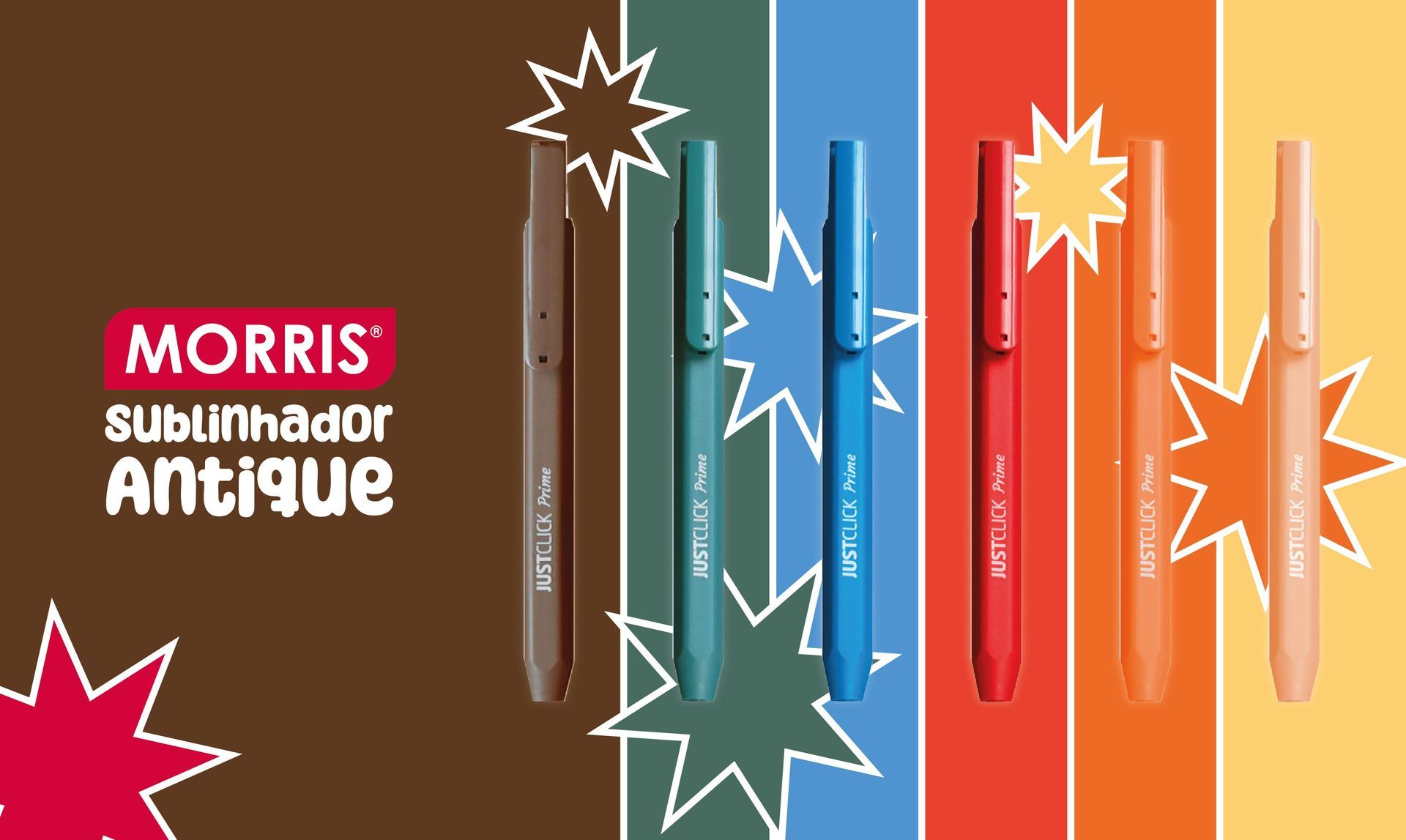 Sublinhadores Antique fluorescentes Justclick da morris