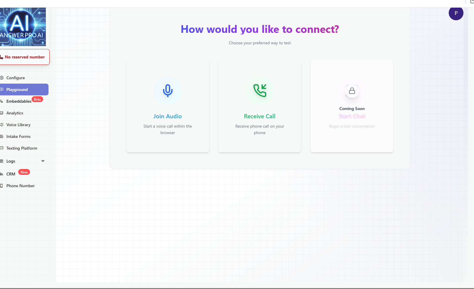 A screenshot of a website asking how would you like to connect.