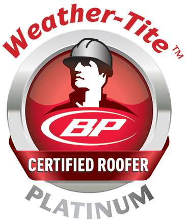 A weather-tite bp certified roofer platinum logo