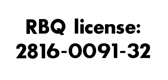 A black and white sign that says rbq license : 2816-009132