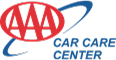 AAA Car Care Center logo with a red AAA emblem and blue curved lines and text. | Re-Born Automotive, Inc.