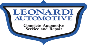 Blue and white Leonardi Automotive logo with text "Complete Automotive Service and Repair".