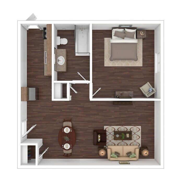 Floor Plan: Studio · 1 Bath · Small ·  600 SQ. FT.