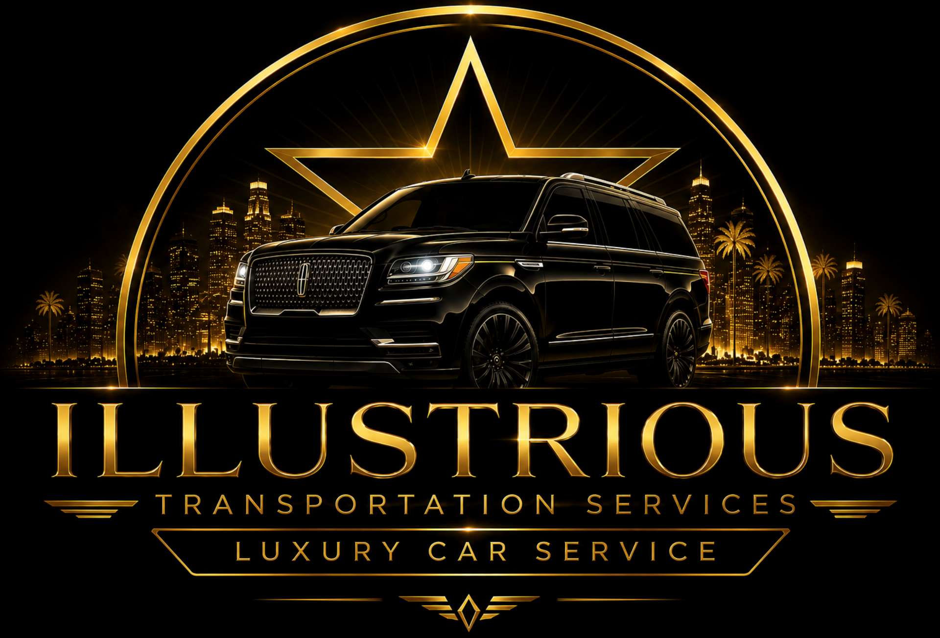 Luxury transport services logo with a uniformed chauffeur, diamond icon, and “Luxury & Comfort” text