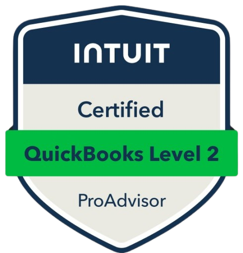 A badge that says certified quickbooks level 2 proadvisor