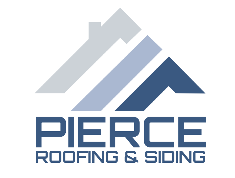 A logo for pierce roofing and siding