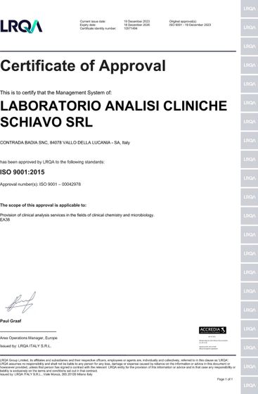 certificato iso laboratorio schiavo