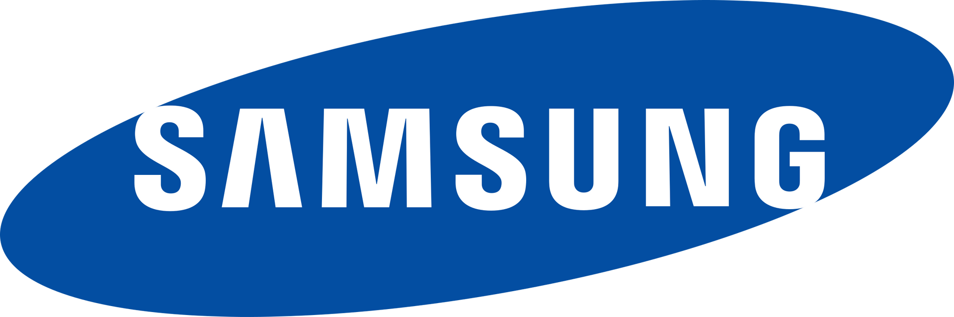 A blue samsung logo on a white background
