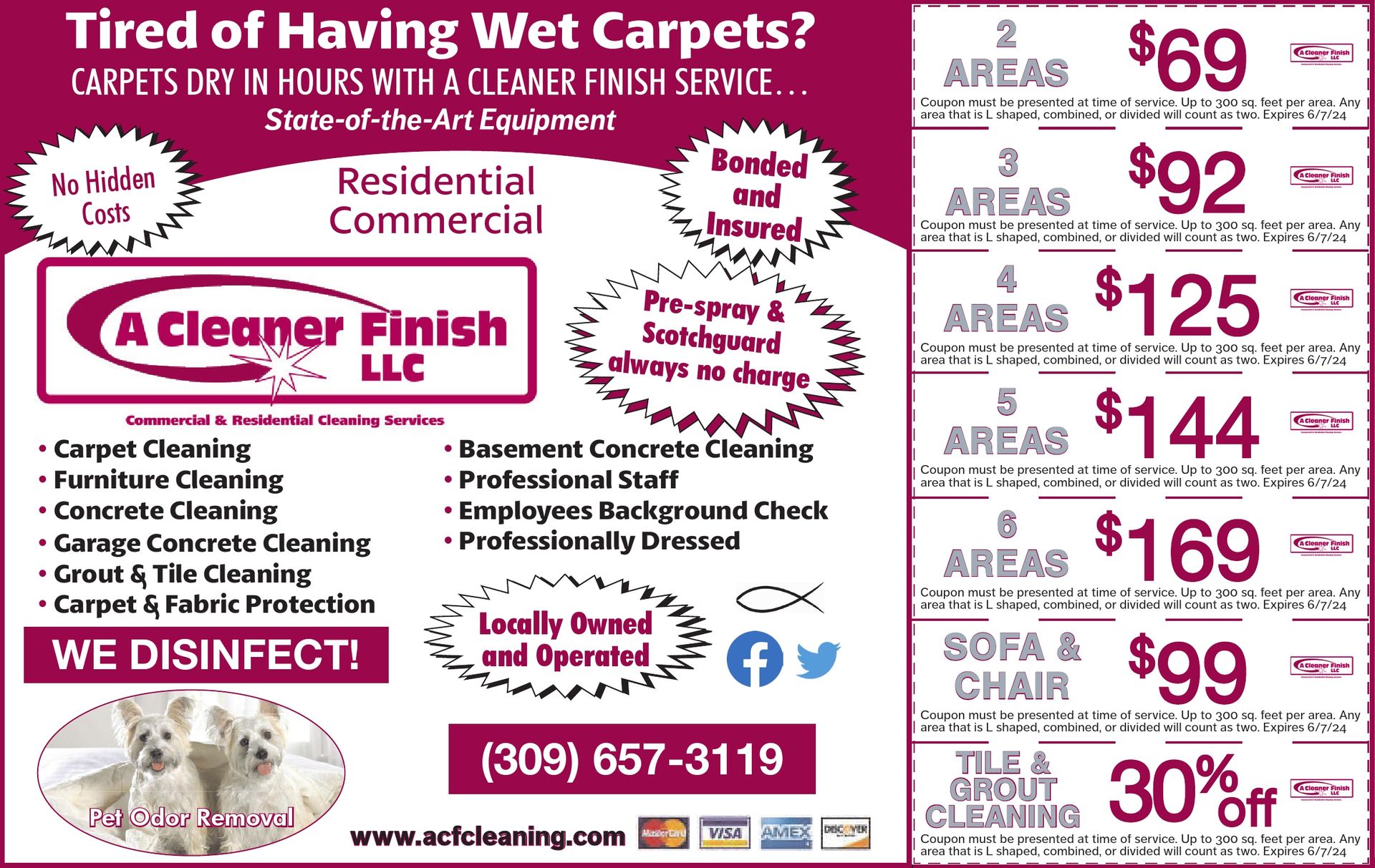 A Cleaner Finish, LLC carpet cleaning , tile and grout coupons tri-county, Peoria, Bloomington