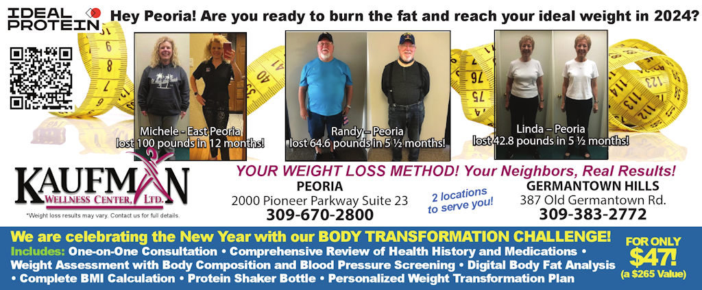 Kaufman Wellness Center, Dr, Kaufman $50 off Medically supervised weight loss program, Ideal Protein Weight Loss Method Program, Peoria and Germantown Hills, IL