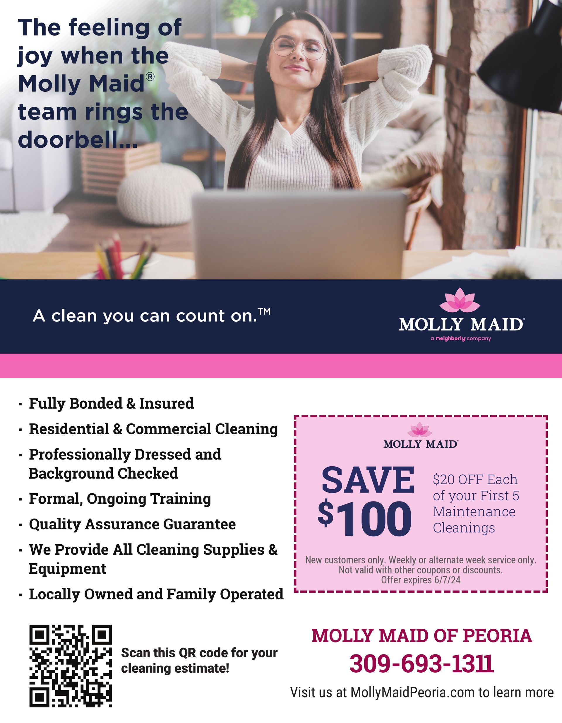 Molly Maid of Peoria, house, home cleaners up to $120 in coupons serving the tri county area Peoria, IL