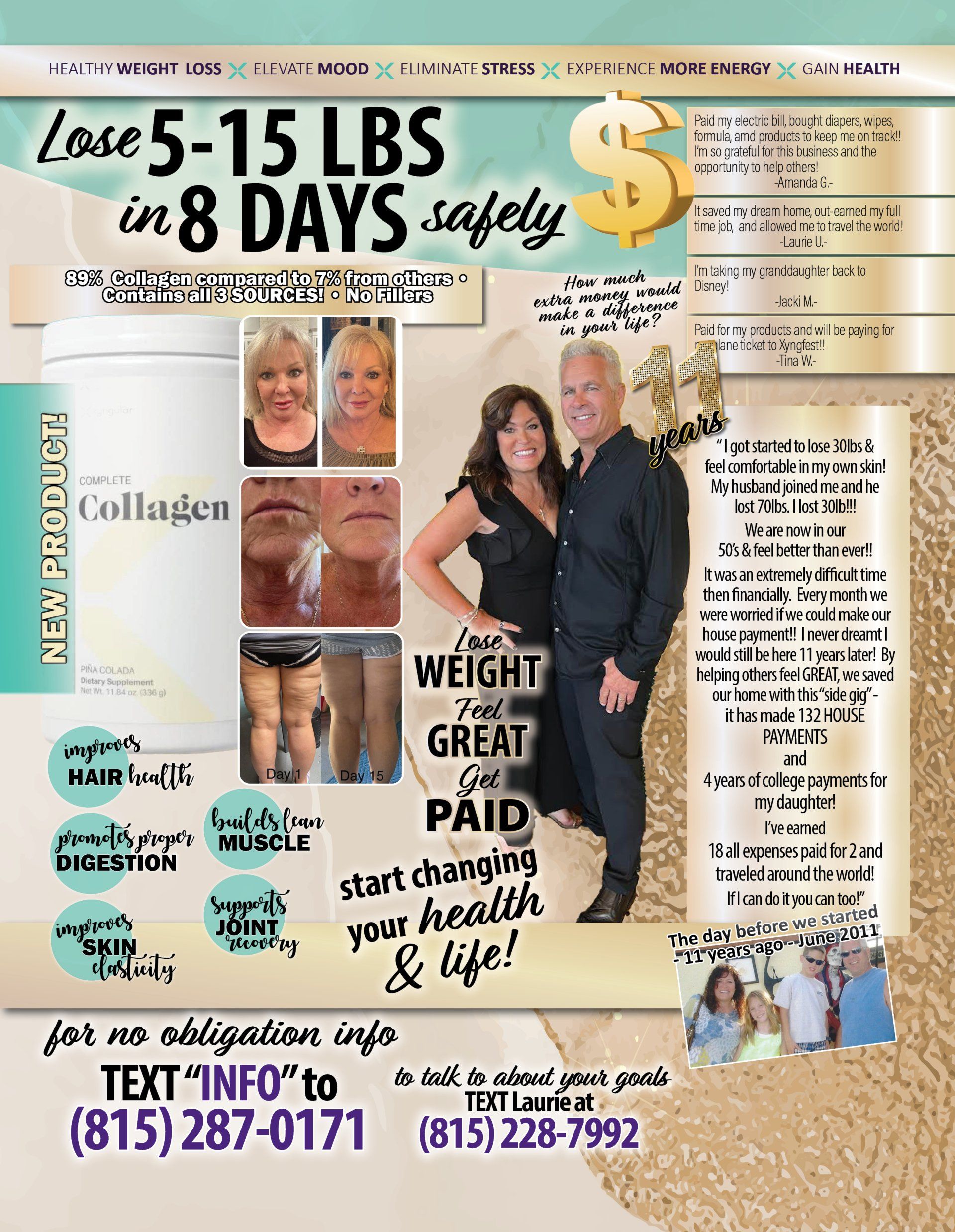 Xyngular Laurie Ulrich lose 5-15lbs weightloss in 8 days.