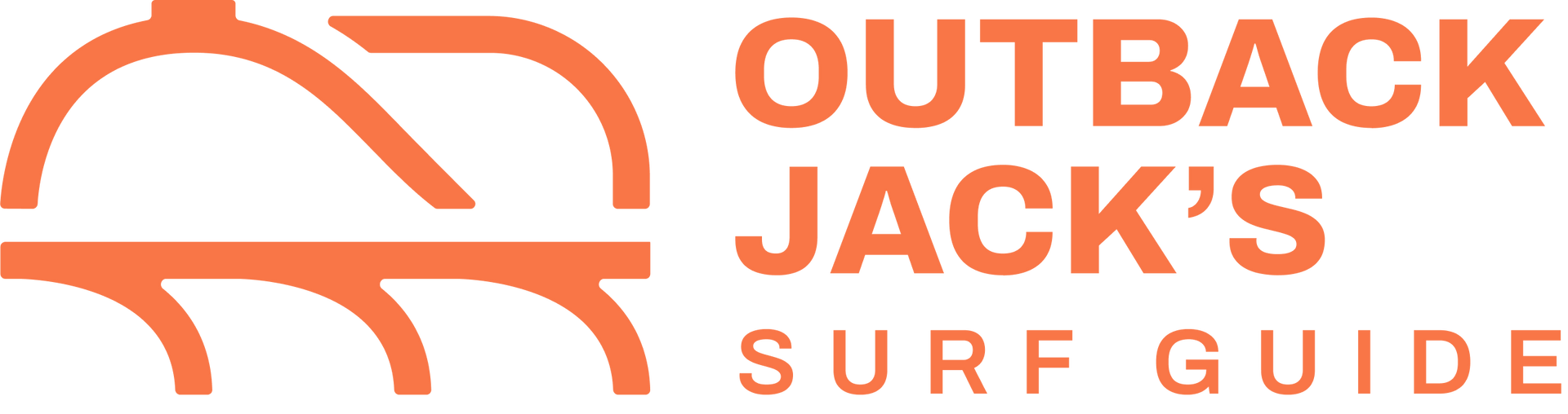 A logo for outback jack 's surf guide
