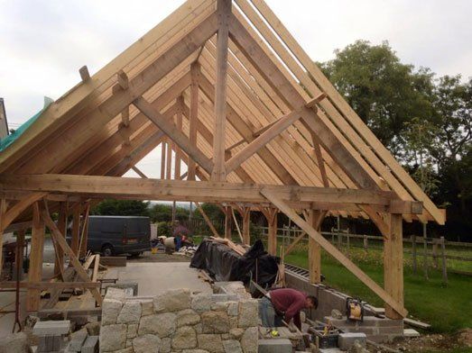 Timber structure before garage has been built
