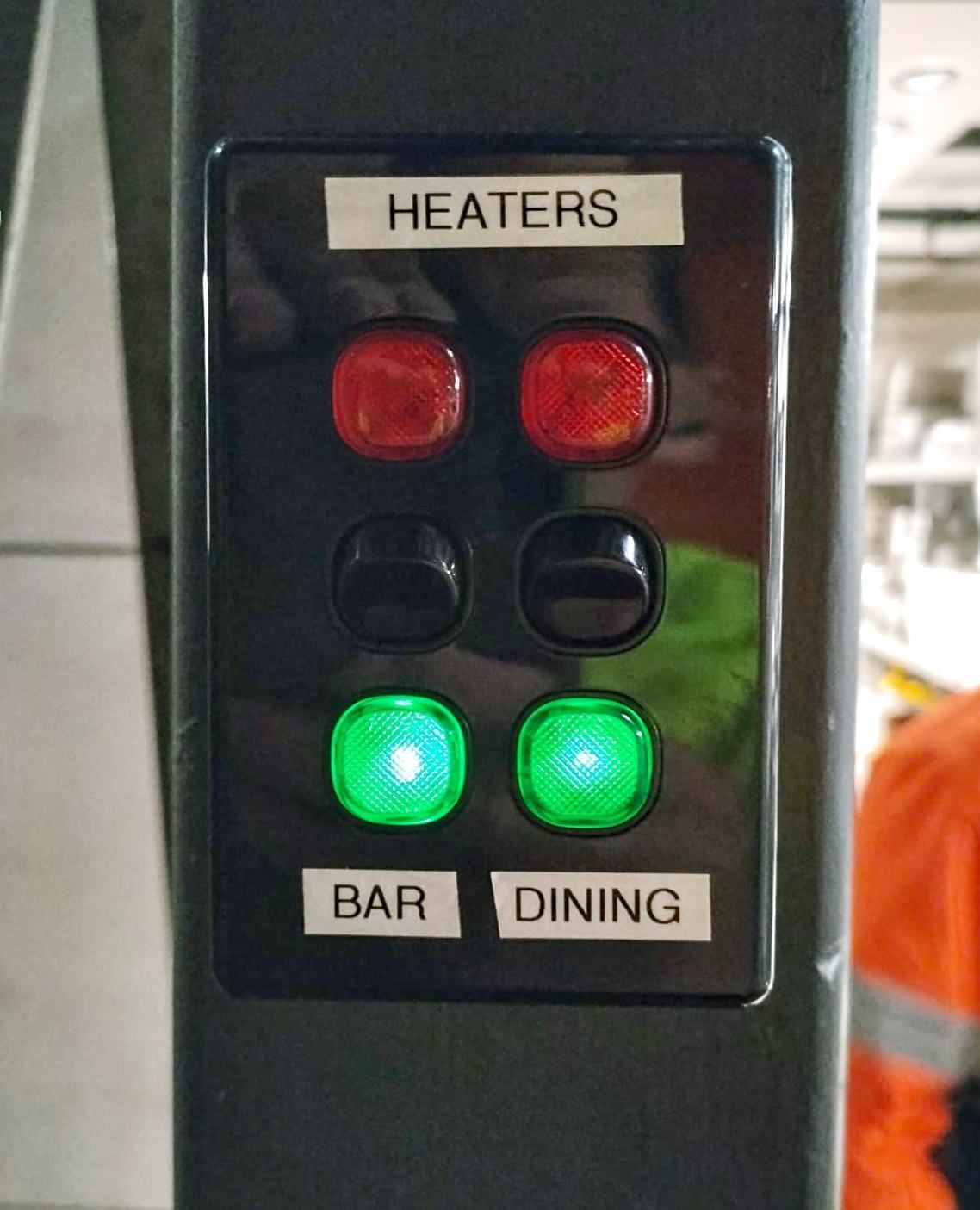 Heaters Bar and Dining Buttons Are Lit Up — Accurate Fitout Solutions In Auburn, NSW