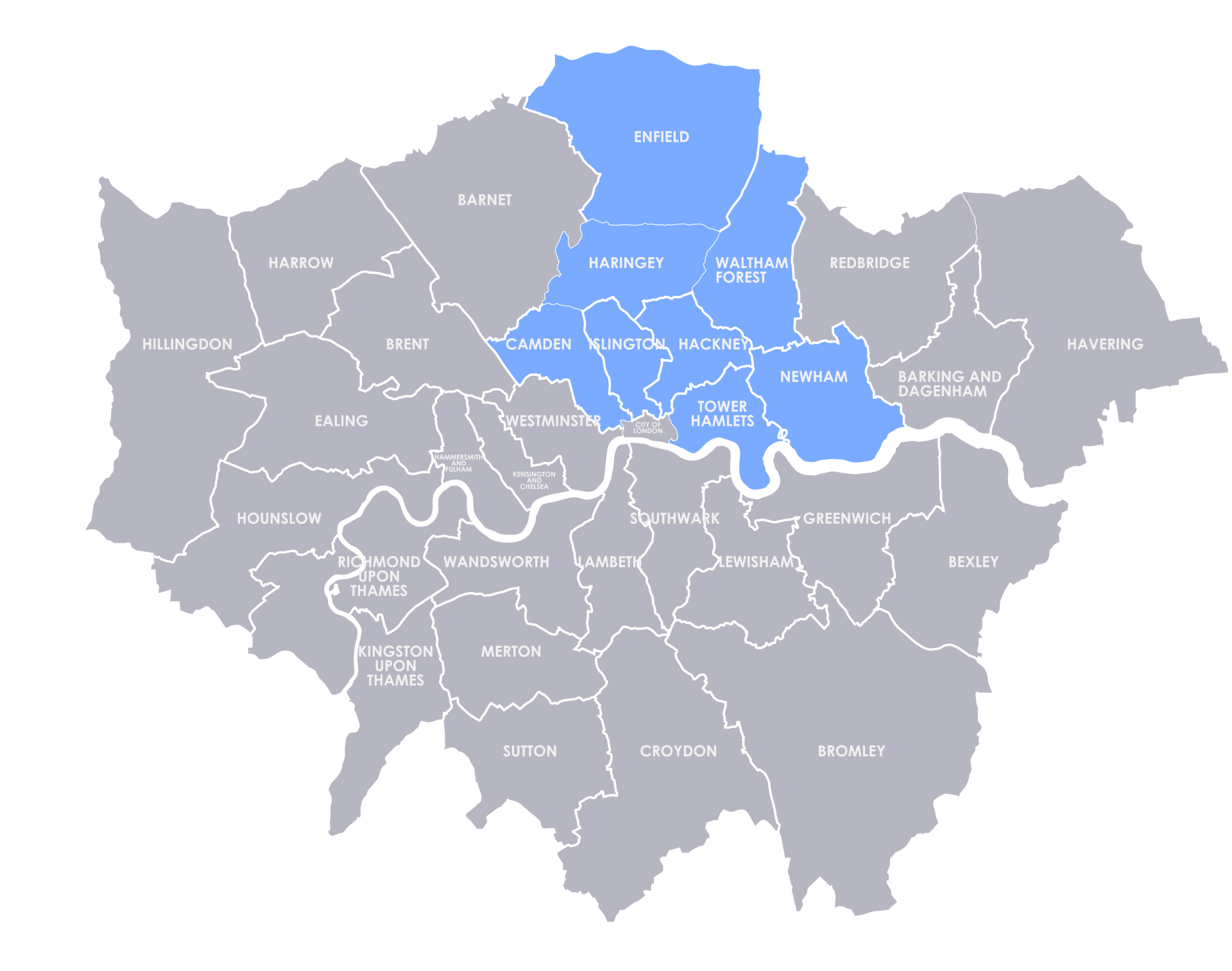 covered areas in London