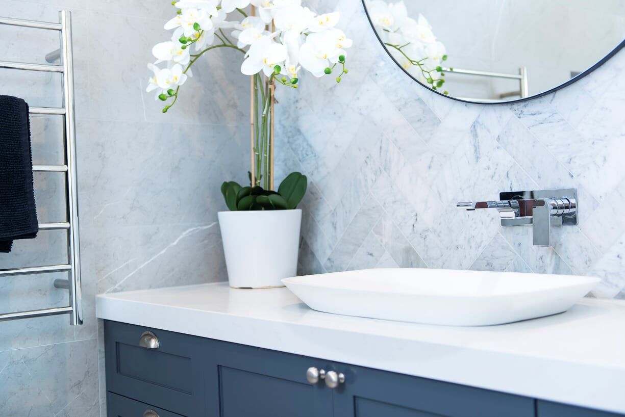 Modern brightly lit living room