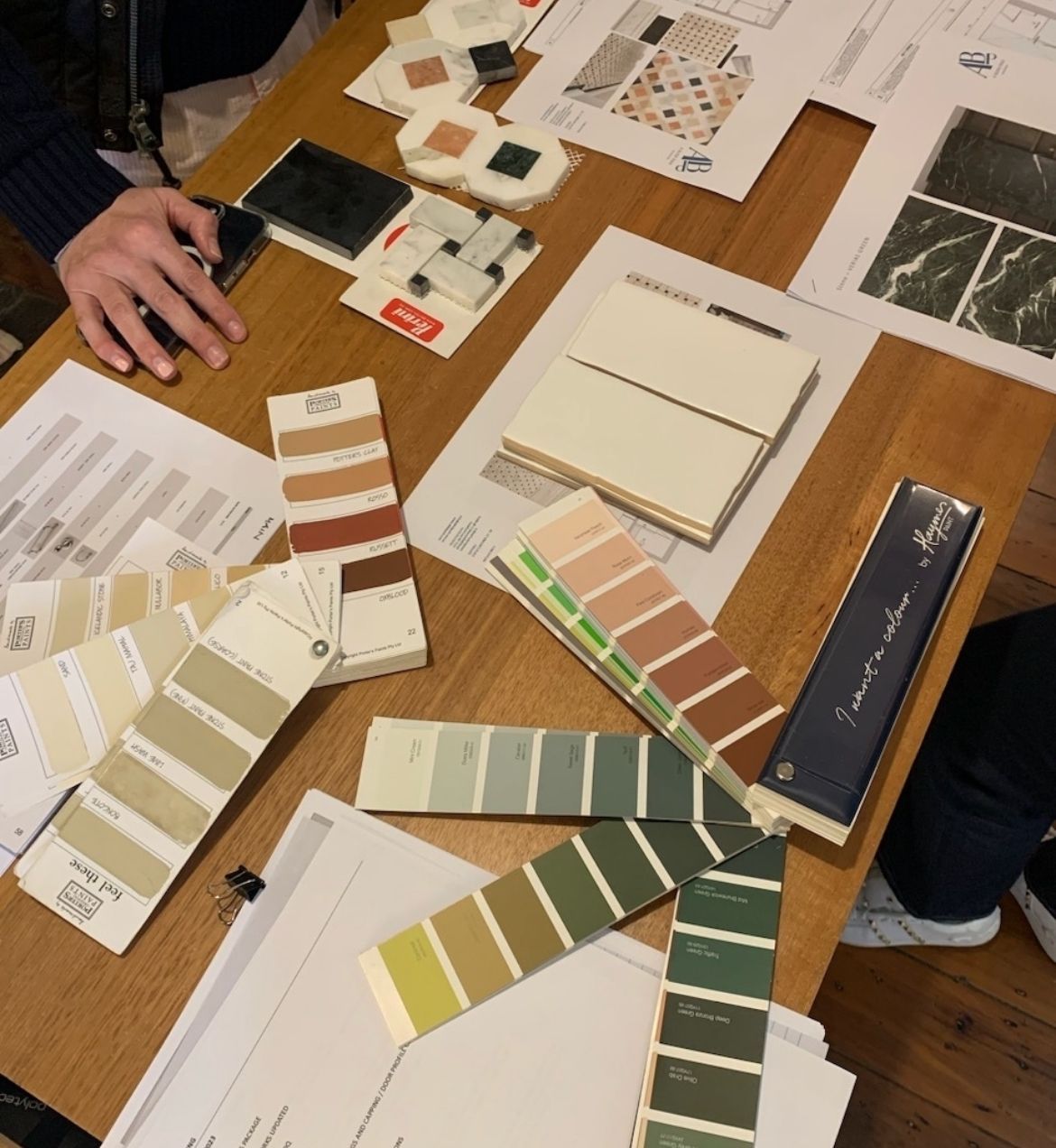 Stylish kitchen dining area with a wood and textile textures